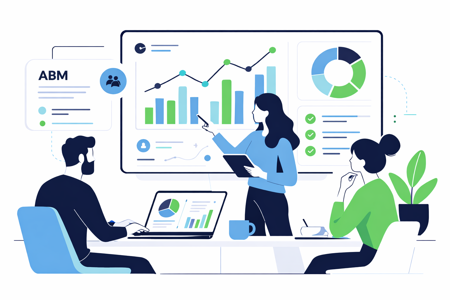 Sales and marketing teams collaborating on account based marketing strategy