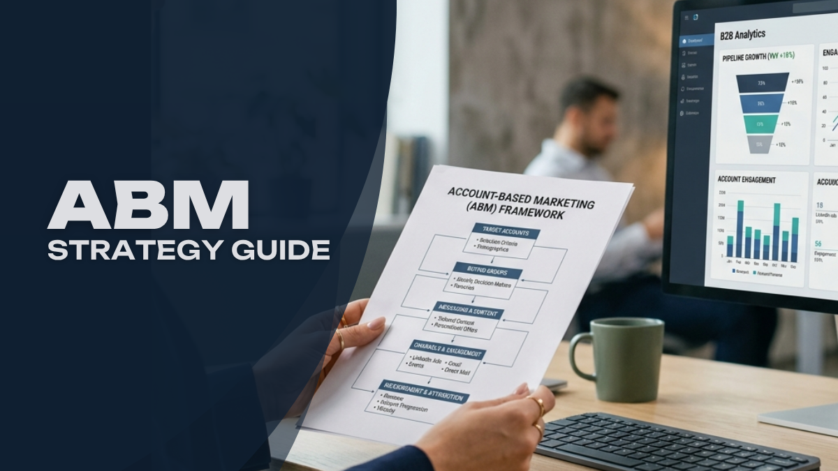 account based marketing strategy guide for b2b saas showing abm framework with pipeline analytics dashboard and campaign planning document
